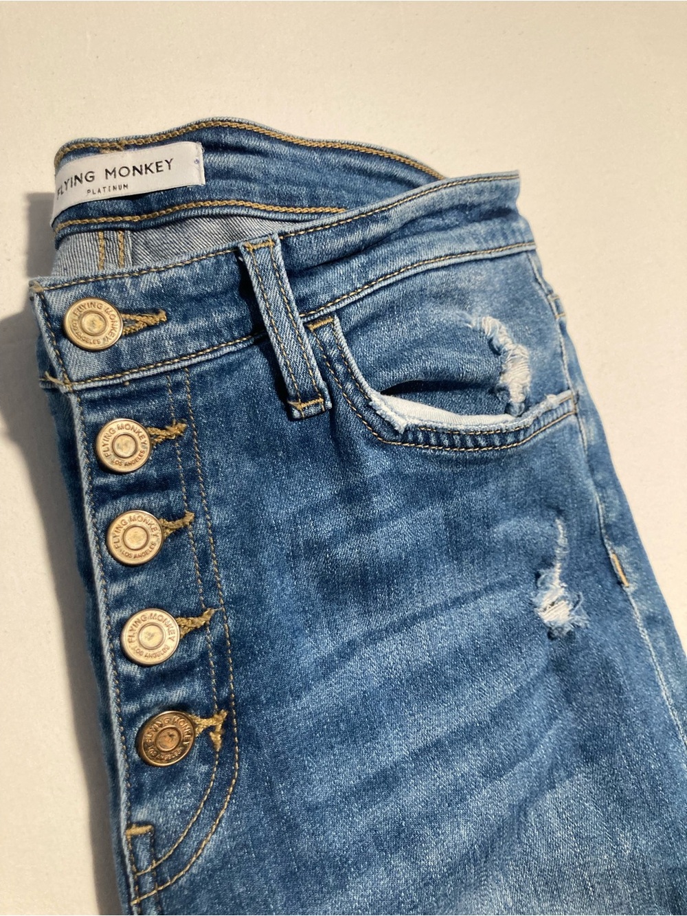 Flying Monkey Medium Blue Distressed High-Rise Jeans